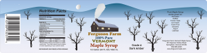 Ferguson Farm: 100% Pure Vermot Maple Syrup label.