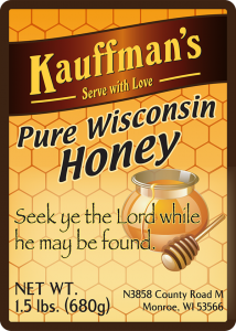 Kauffman's Pure Wisconsin honey label.