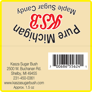 Kasza Sugar Bash: KSB Pure Michigan Maple Sugar Candy label.