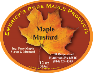 Emmerick's Pure Maple Products: Maple Mustard label.