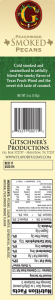 Gitschner's Productions: Peachwood Smoked Pecans label.