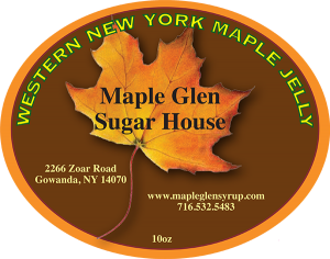 Maple Glen Sugar House: Western New York Maple Jelly label.