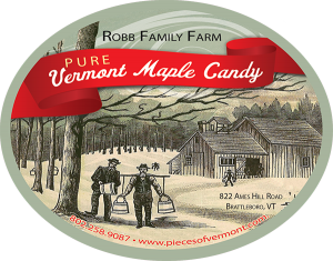 Robb Family Farm: Pure Vermont Maple Candy label.