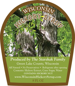 Wisconsin Hickory Syrup label.