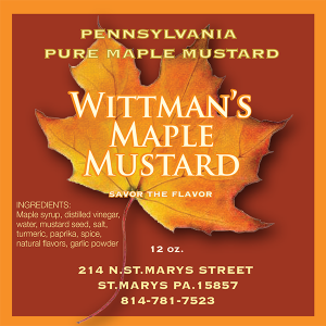 Wittman's Pennsylvannia Pure Maple Mustard label.