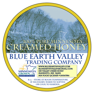 Blue Earth Valley Creamed_Honey 8oz label.