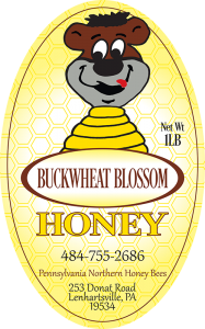 Buckwheat Blossom honey label.