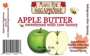 Maple Row Apple Butter raw honey label.