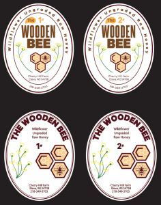 Wooden Bee 1# and 2# honey labels