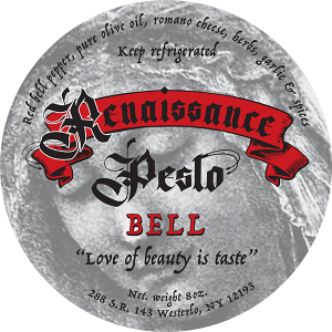 Renaissance Bell Pesto sauce label.