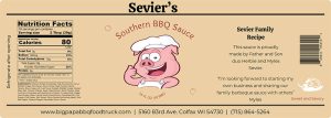 Big Pape BBQ, Southern BBQ Sauce label with nutrition facts.