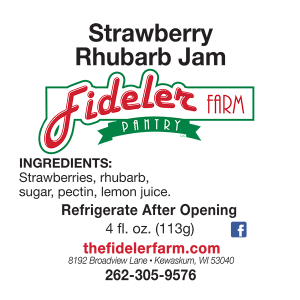 The Fideler Farm, Strawberry Rhubarb Jam food label.